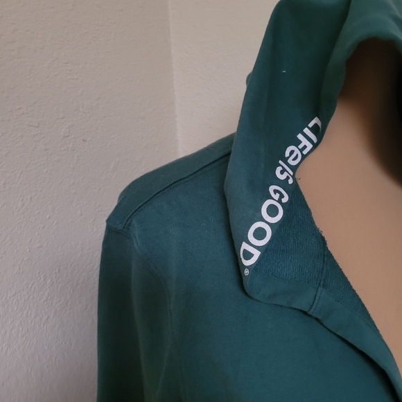 Life is Good Teal Hooded Cardigan - Picture 2 of 6